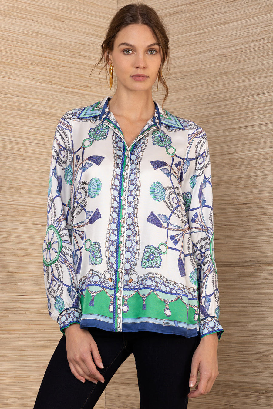 Hale Bob Enya Adornment Print Blouse