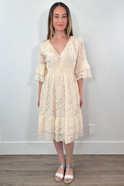 Astrid Jilly Lace A-Line Dress in Cream