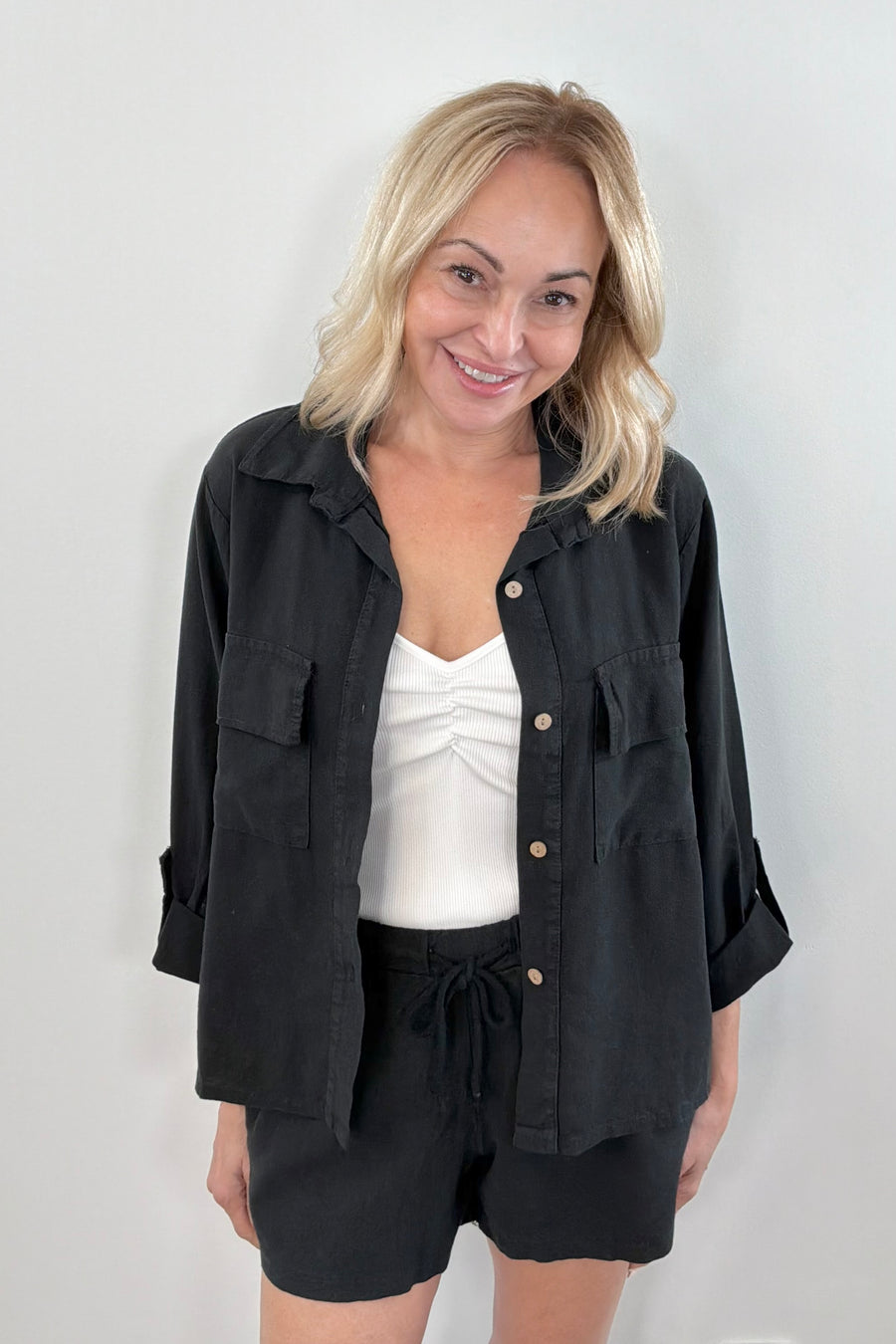 Astrid Beach Boyfriend Shirt in Black