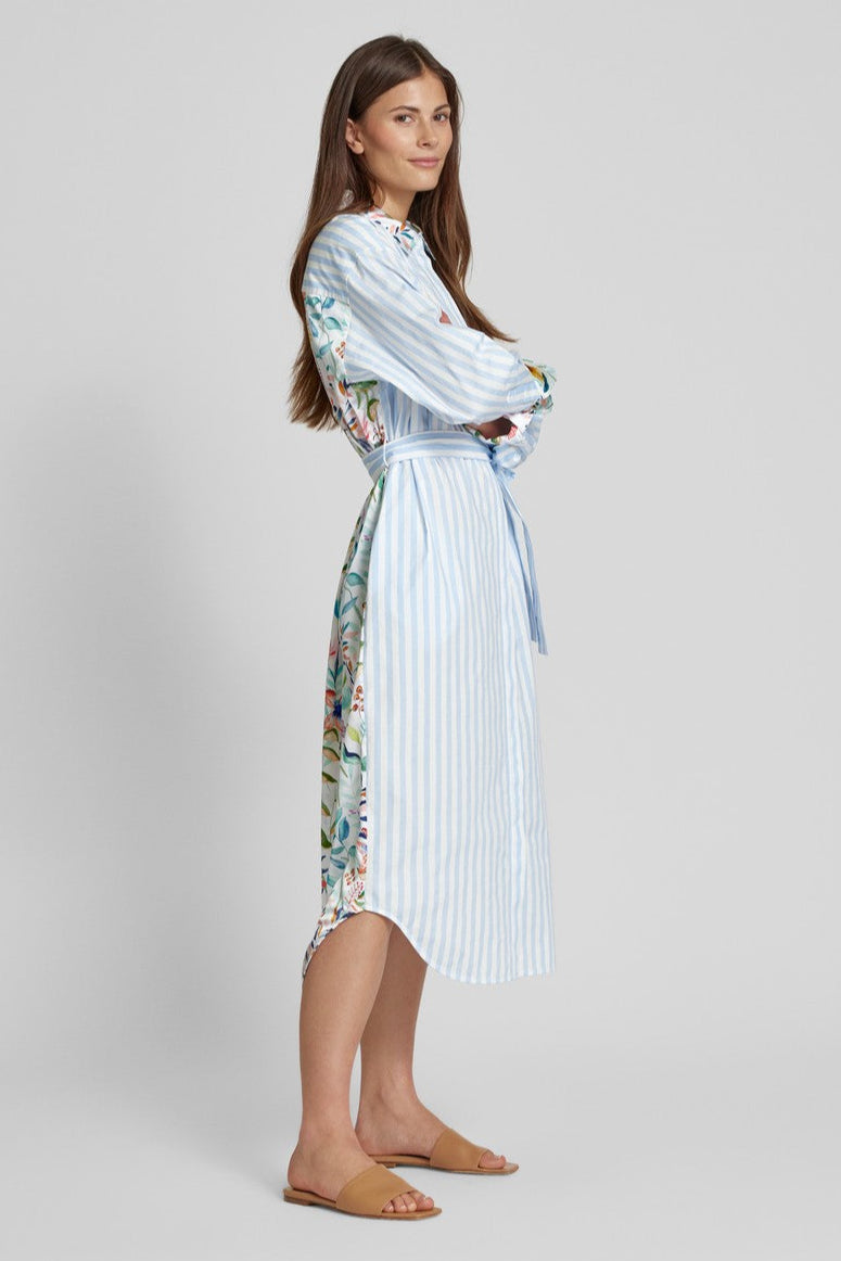 Herzen Cotton Button-Up Pinstripe Dress