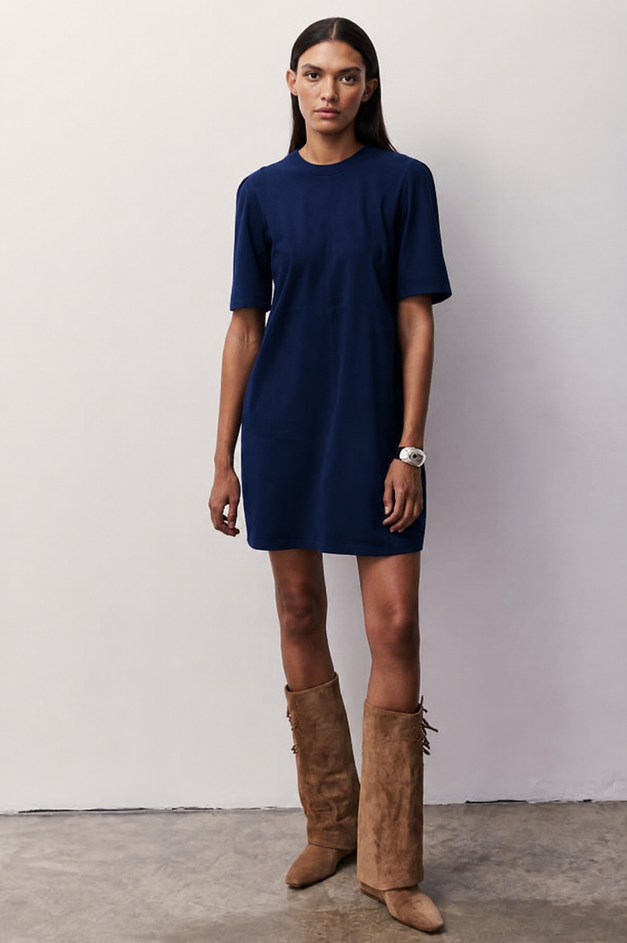Melissa Nepton Cassandra Faux Suede & Crochet Dress