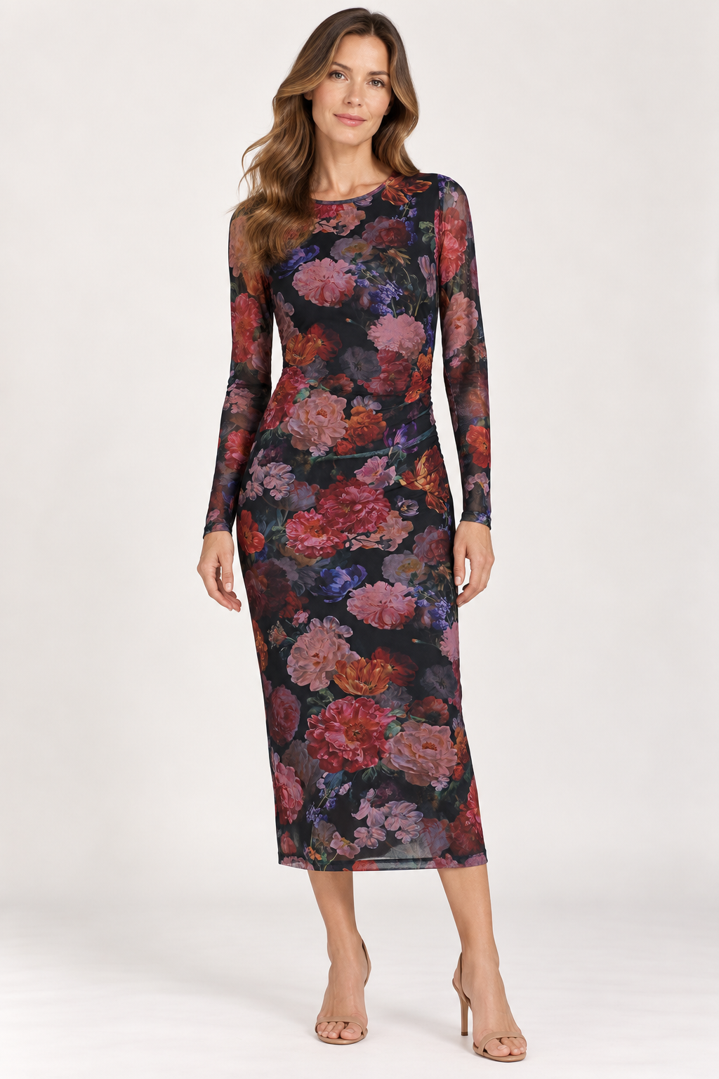 Hale Bob Tamara Lined Mesh Bodycon Midi Dress