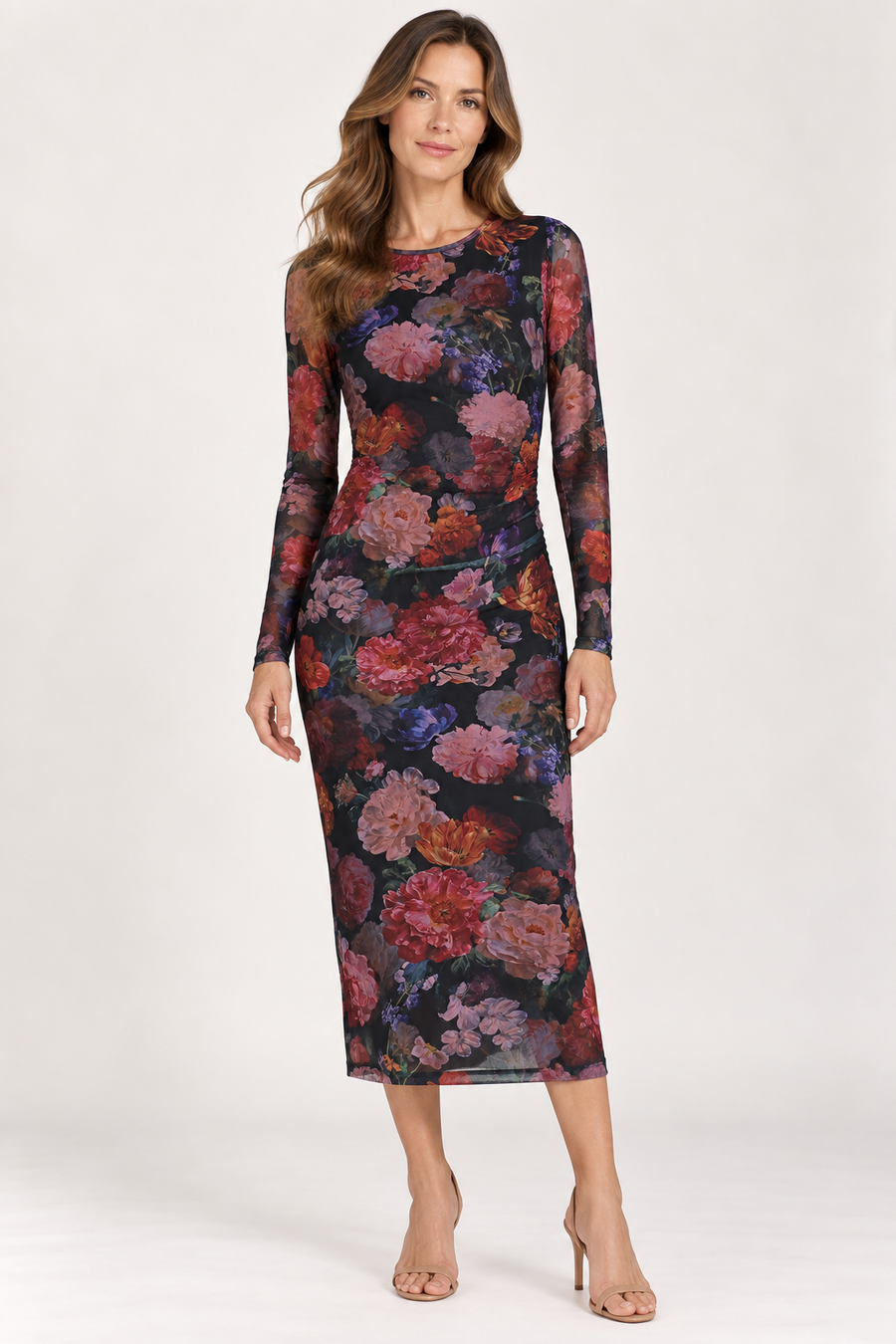 Hale Bob Tamara Lined Mesh Bodycon Midi Dress