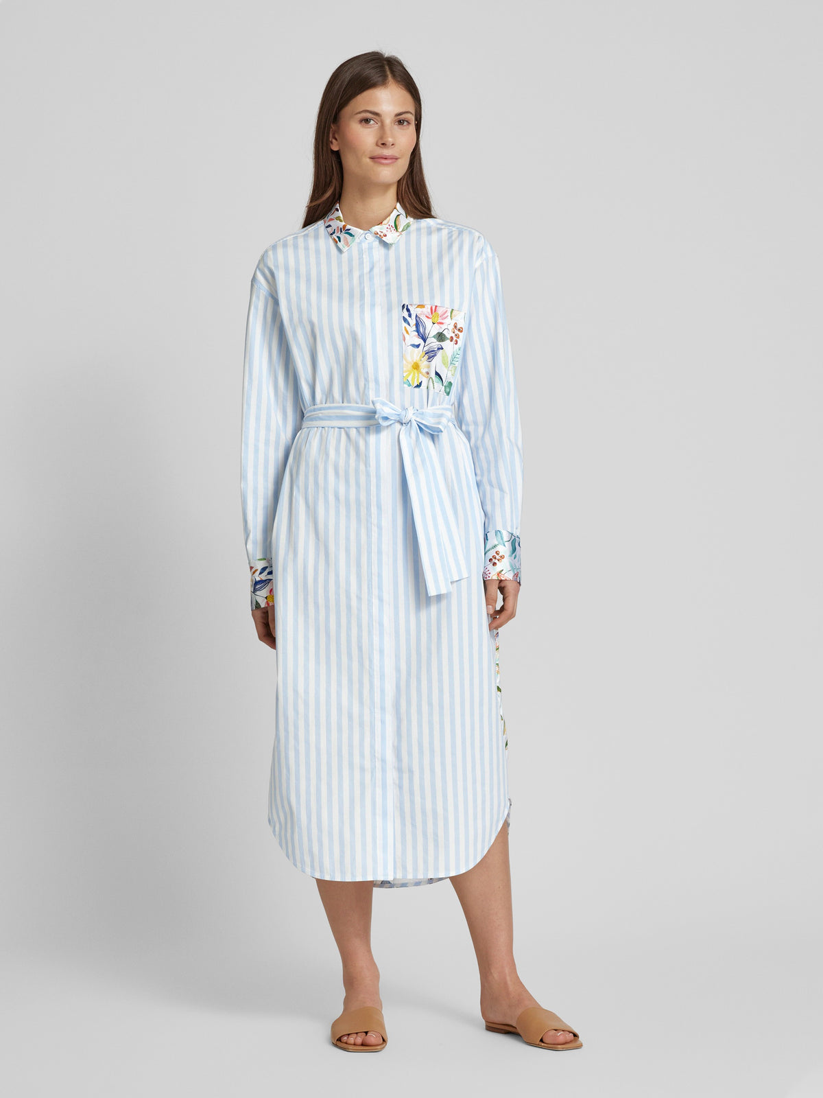 Herzen Cotton Button-Up Pinstripe Dress