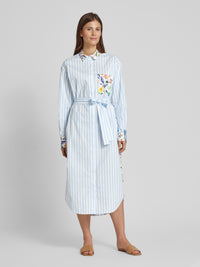 Herzen Cotton Button-Up Pinstripe Dress