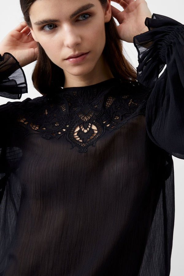 French Connection Emina Lace Cut Out Blouse