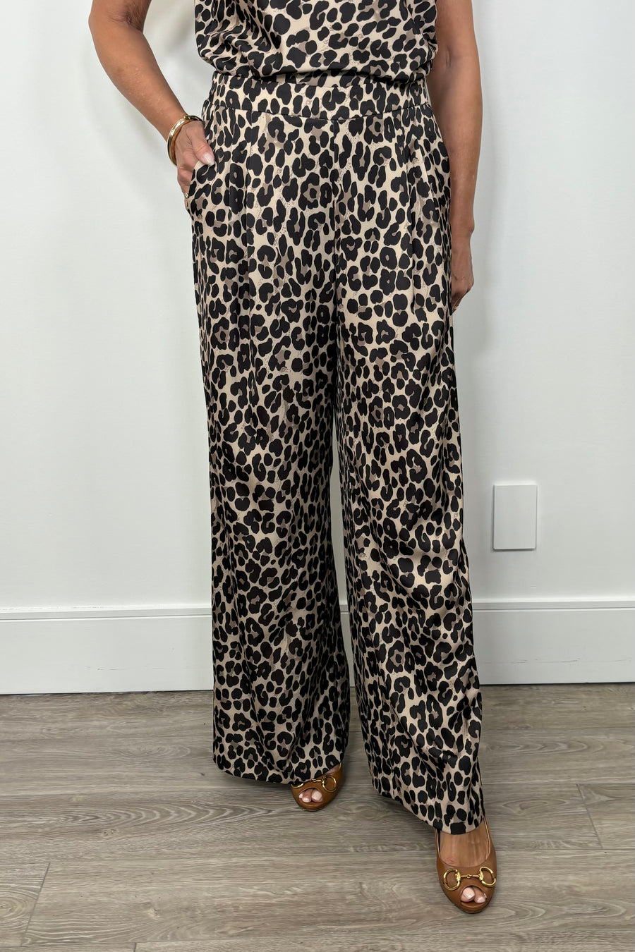 Leopard Print Satin Wide Leg Pant By I Love Tyler Madison