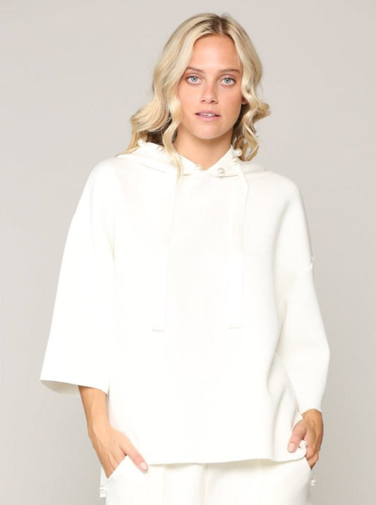 Joh Oversized Pearl Trim Hoodie in White