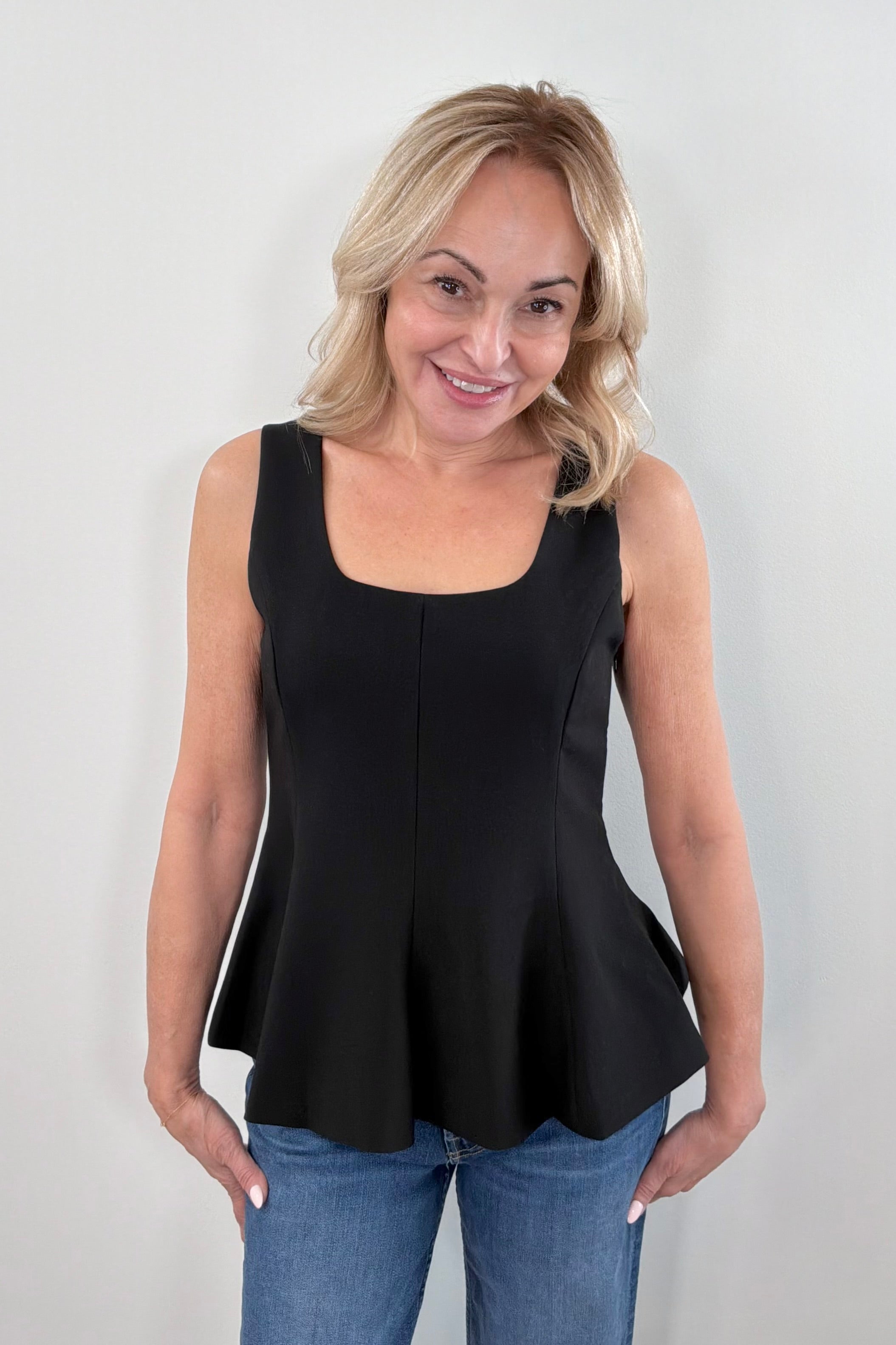 Woman wearing a black tanktop