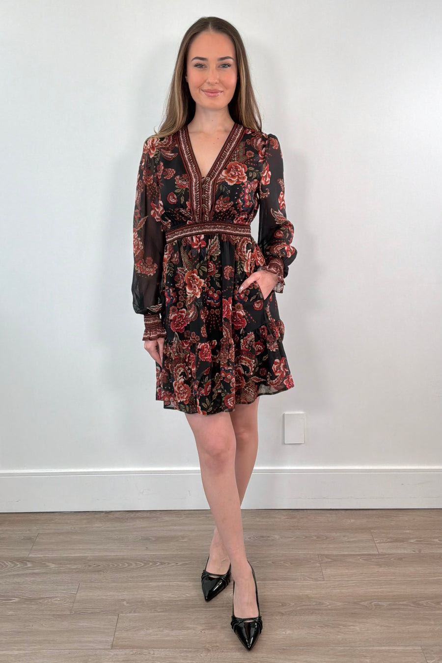 Woman wearing a floral dress