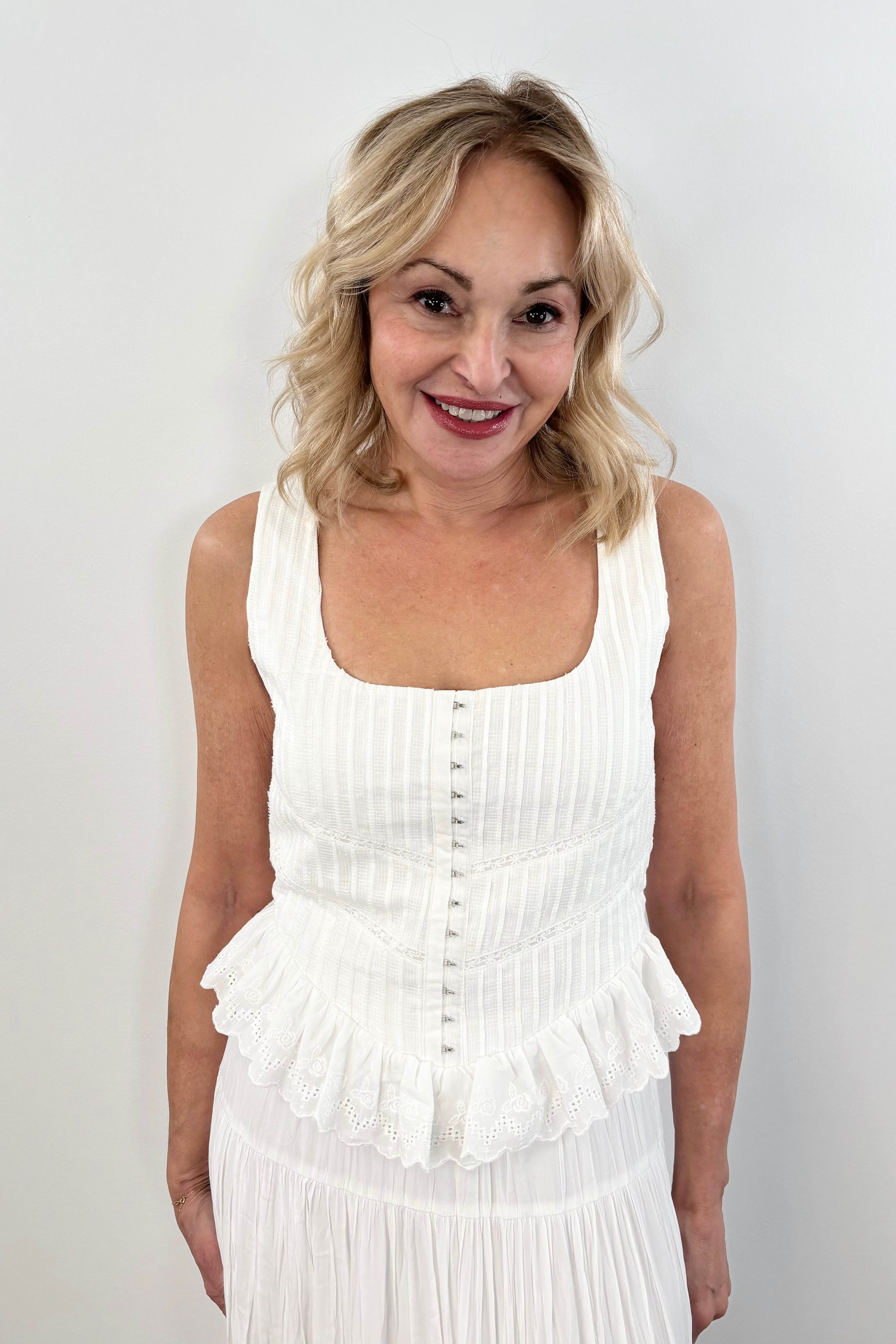 Woman wearing a white dress