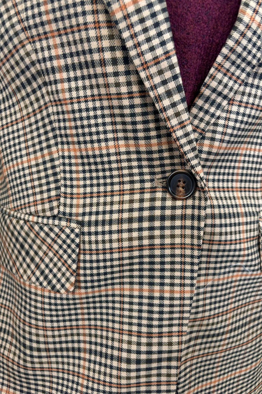 Close-up of a plaid blazer