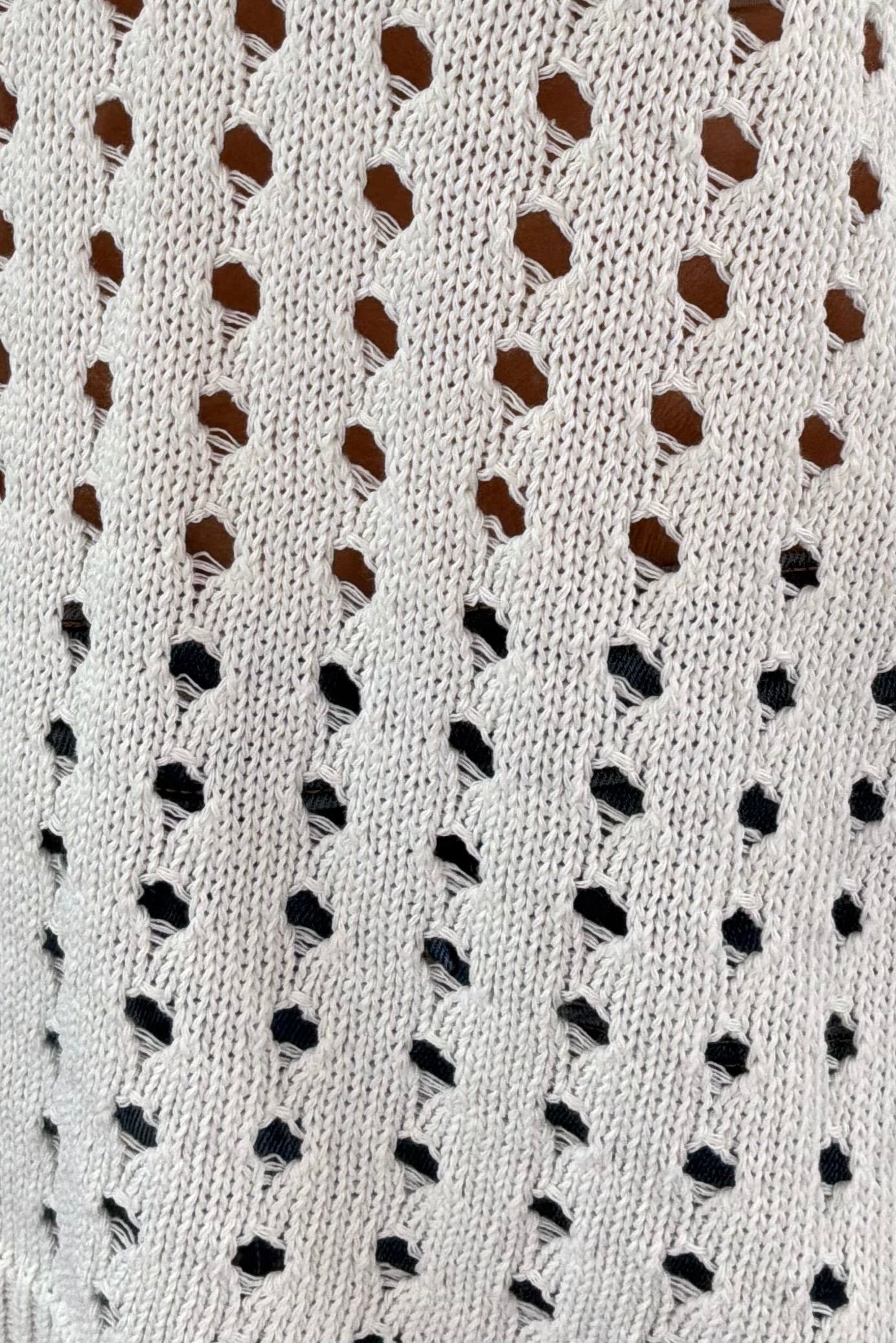 Astrid Valentina Open Knit Top in White