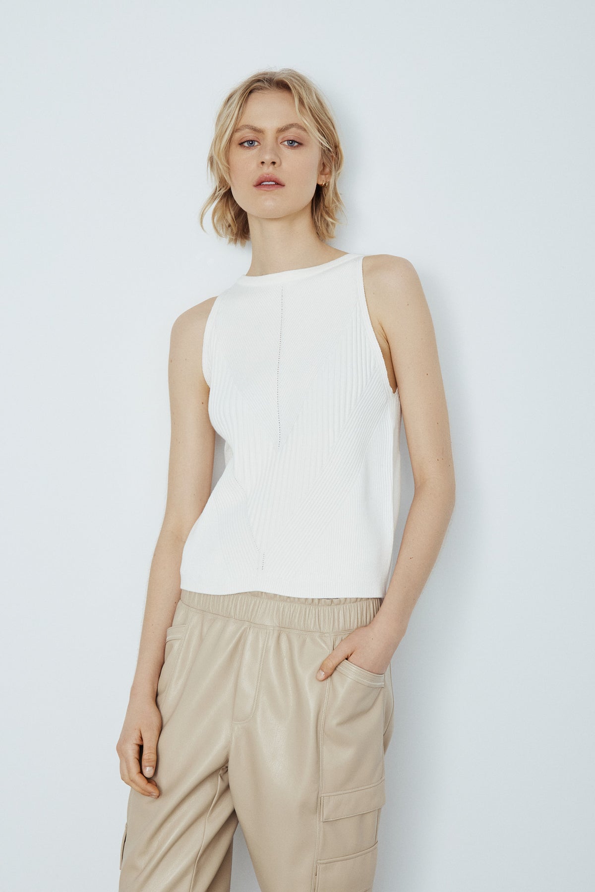 Melissa Nepton Knit Sleeveless Top in Off White