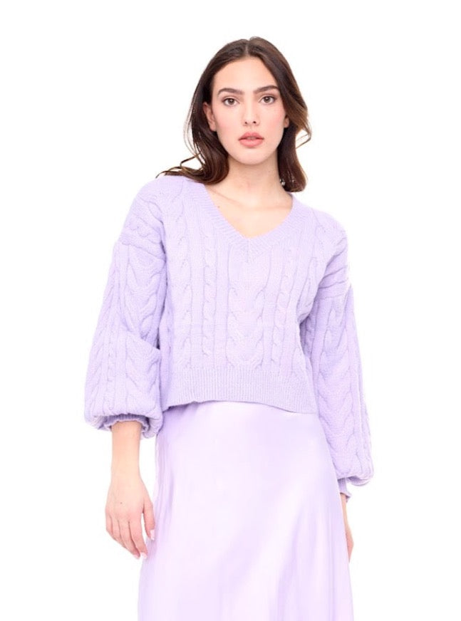 Astrid Cozy Cable V Neck Sweater