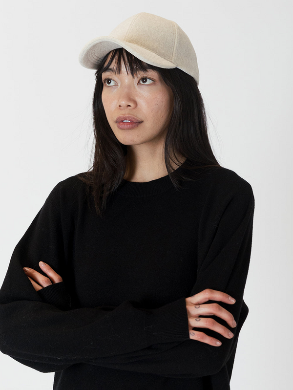 Lyla & Luxe Felt Baseball Hat in Oats