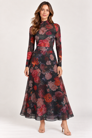 Hale Bob Eira Floral Printed Mesh Mock Neck