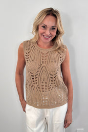 Melissa Nepton Dali Light Crochet Top in Cafe