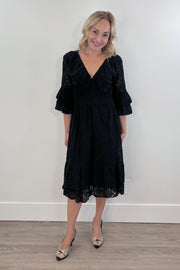 Astrid Jilly Lace A-Line Dress in Black