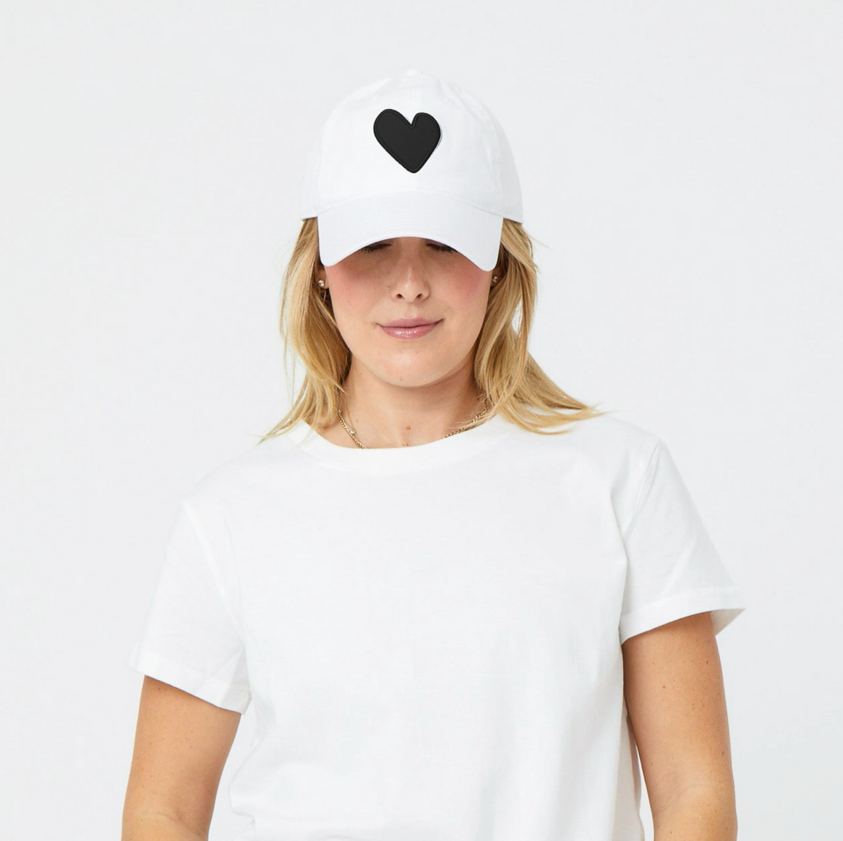 Kerri Rosenthal Heart Patch Baseball Hat in White/Black