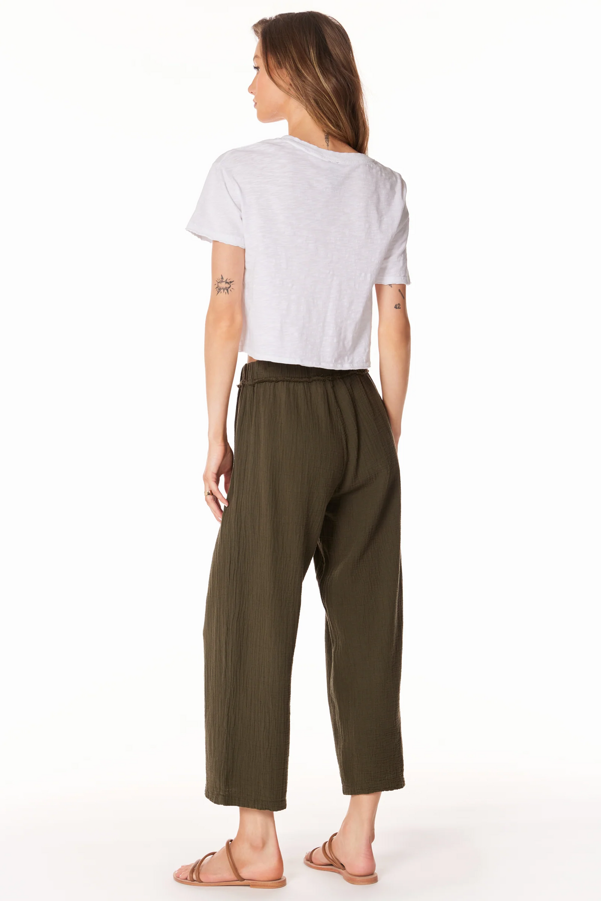Bobi Crop Wide Leg Pant in Troops - Size S Available