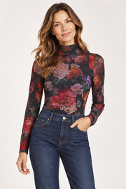 Hale Bob Eira Floral Printed Mesh Mock Neck