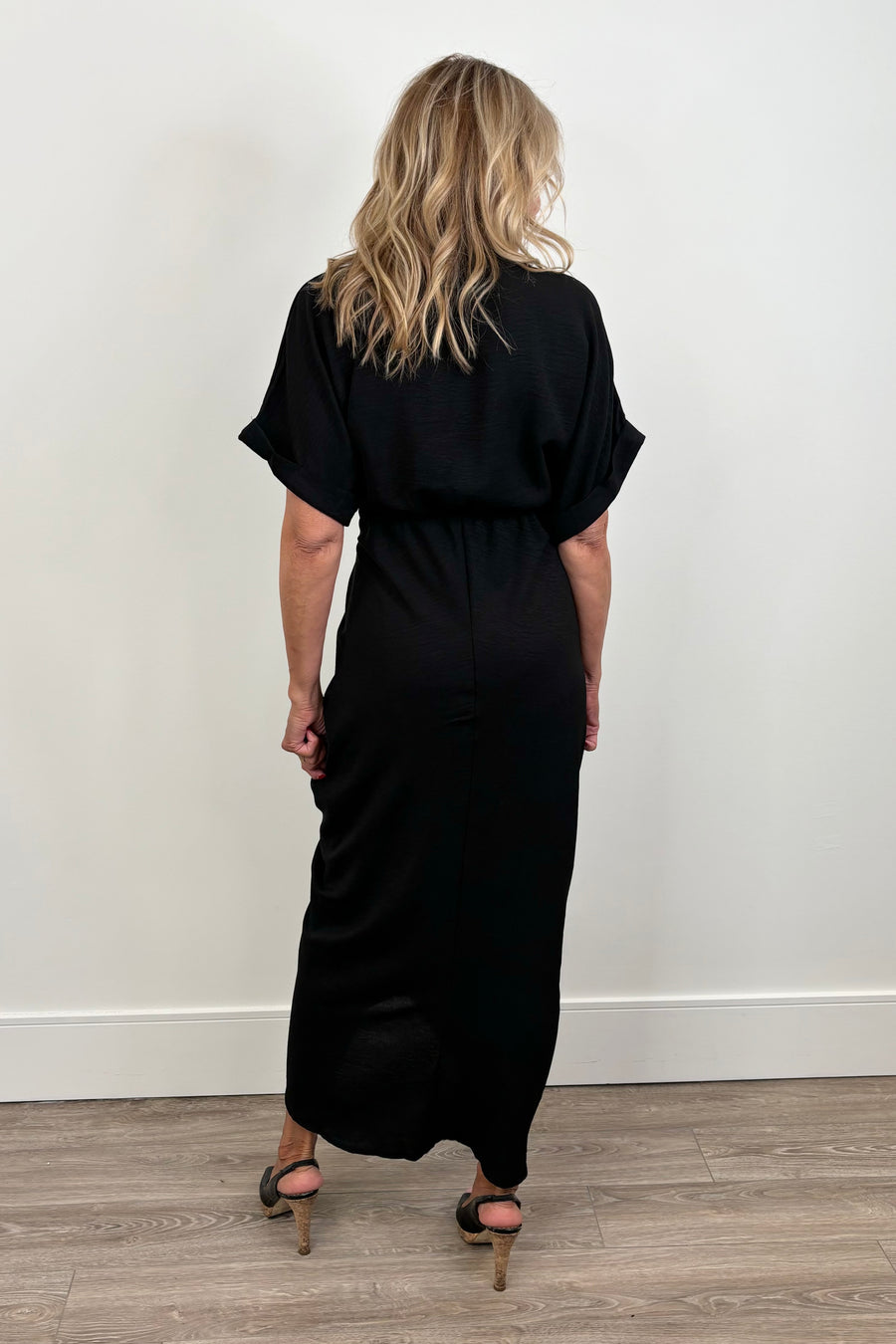 Astrid Tour Front Tie Dress in Black
