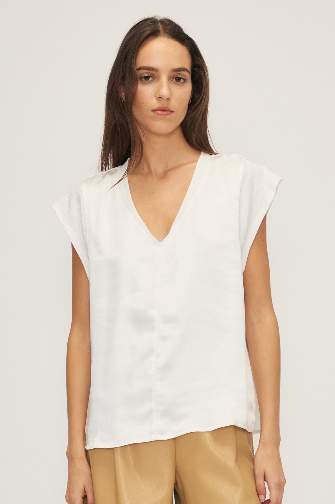 Melissa Nepton Cameron V-Neck Satin Top - Click to view colours