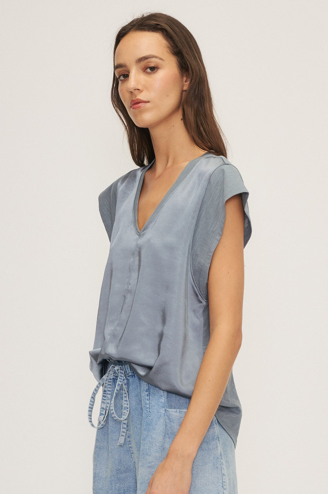 Melissa Nepton Cameron V-Neck Satin Top - Click to view colours