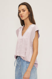Melissa Nepton Cameron Satin Slub Jersey Mixed Top
