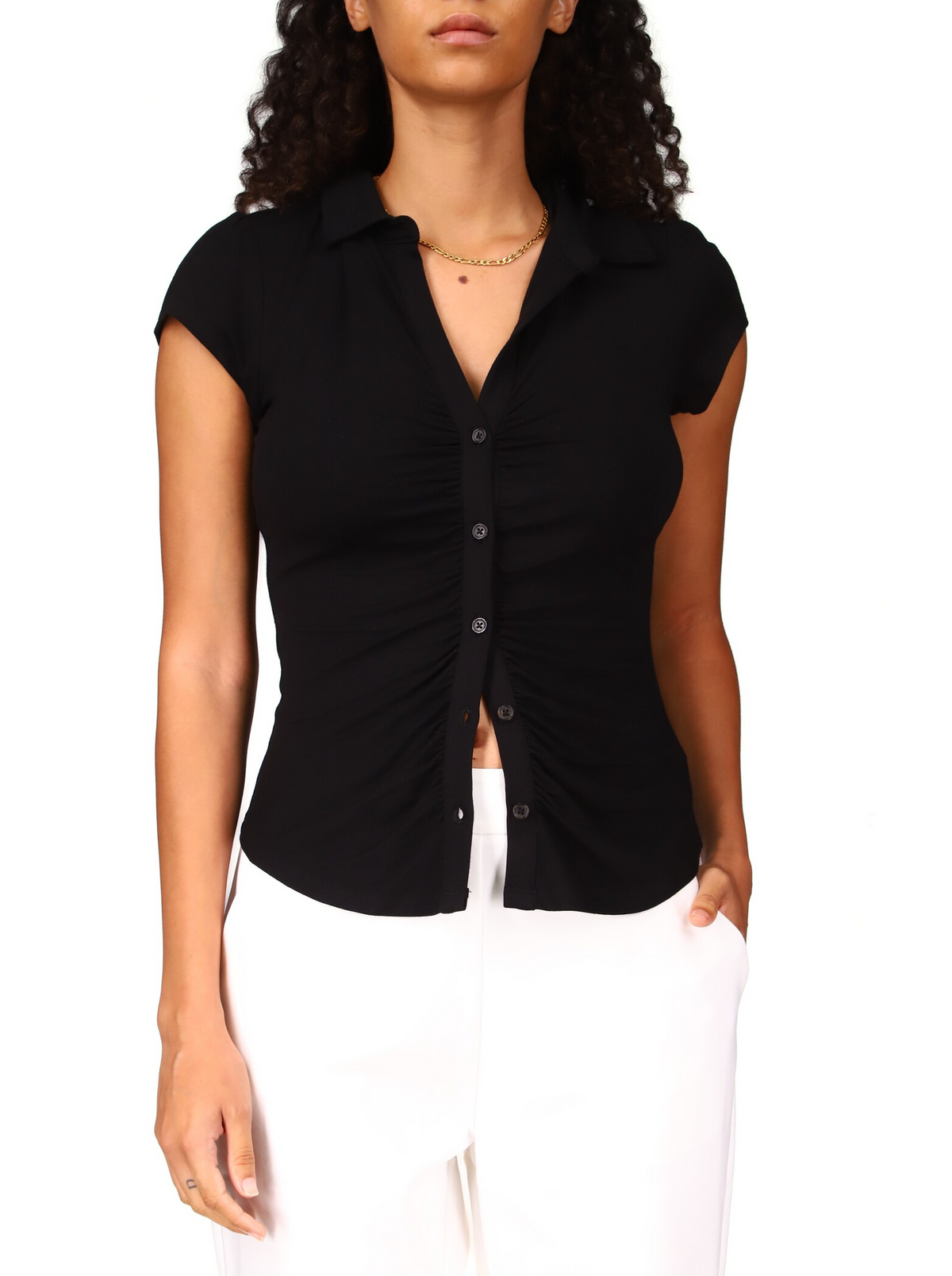 Sanctuary Dream Button Up Top in Black - Size L Available