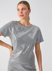 Sanctuary Perfect Sequin Tee in Micro Houndstooth