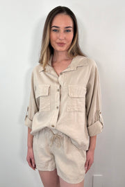 Astrid Beach Boyfriend Shirt in Sand