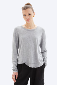 Chrldr Ava Mock Layer Long Sleeve T-Shirt in Heather Grey