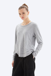 Chrldr Ava Mock Layer Long Sleeve T-Shirt in Heather Grey