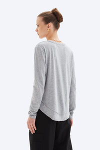 Chrldr Ava Mock Layer Long Sleeve T-Shirt in Heather Grey