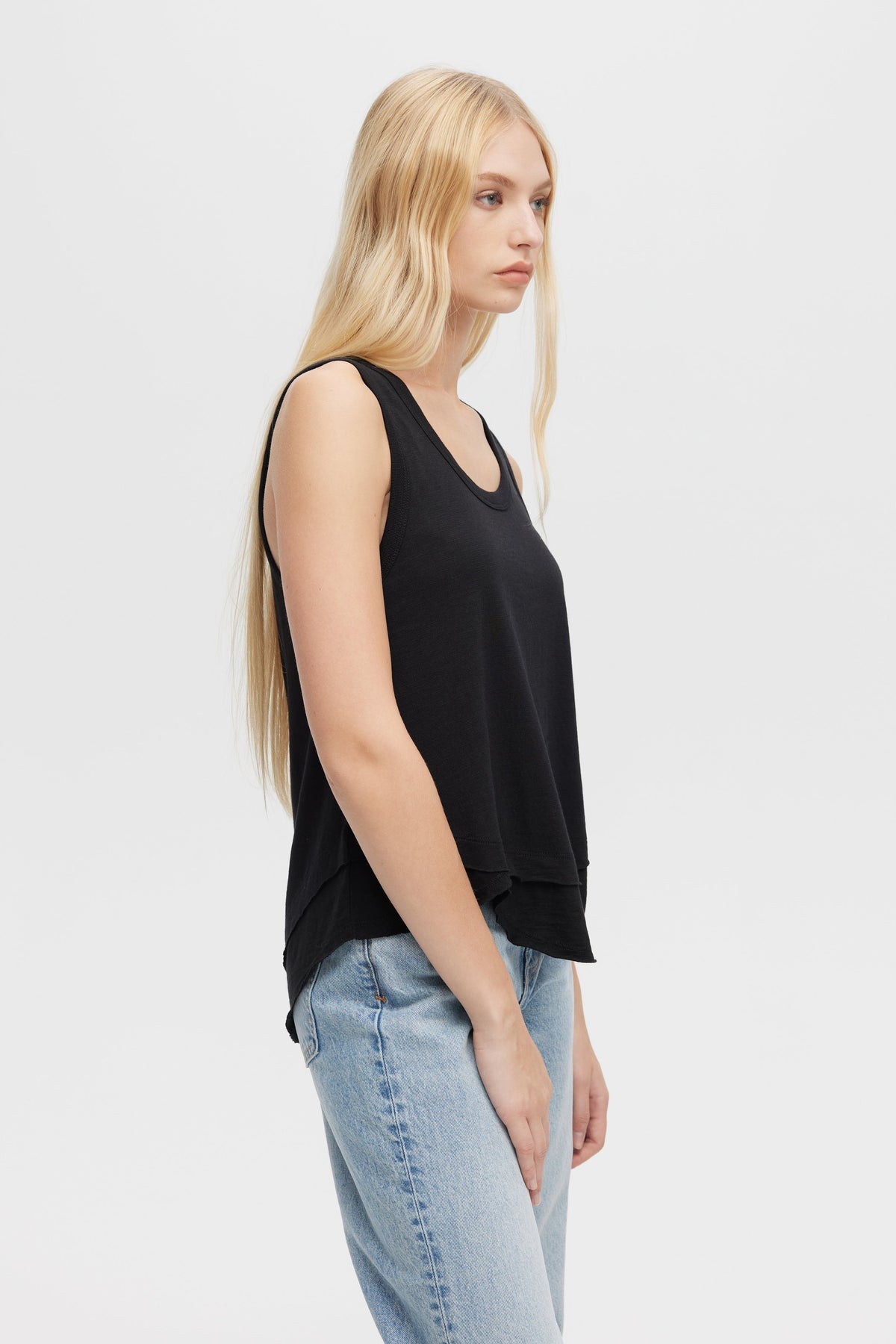 CHRLDR Ava Mock Layer Tank Top in Black