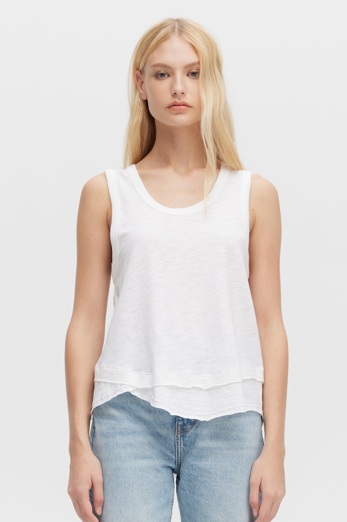 CHRLDR Ava Mock Layer Tank Top in White