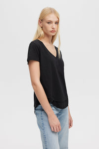 CHRLDR Ava V-Neck Mock Layer Tee in Black