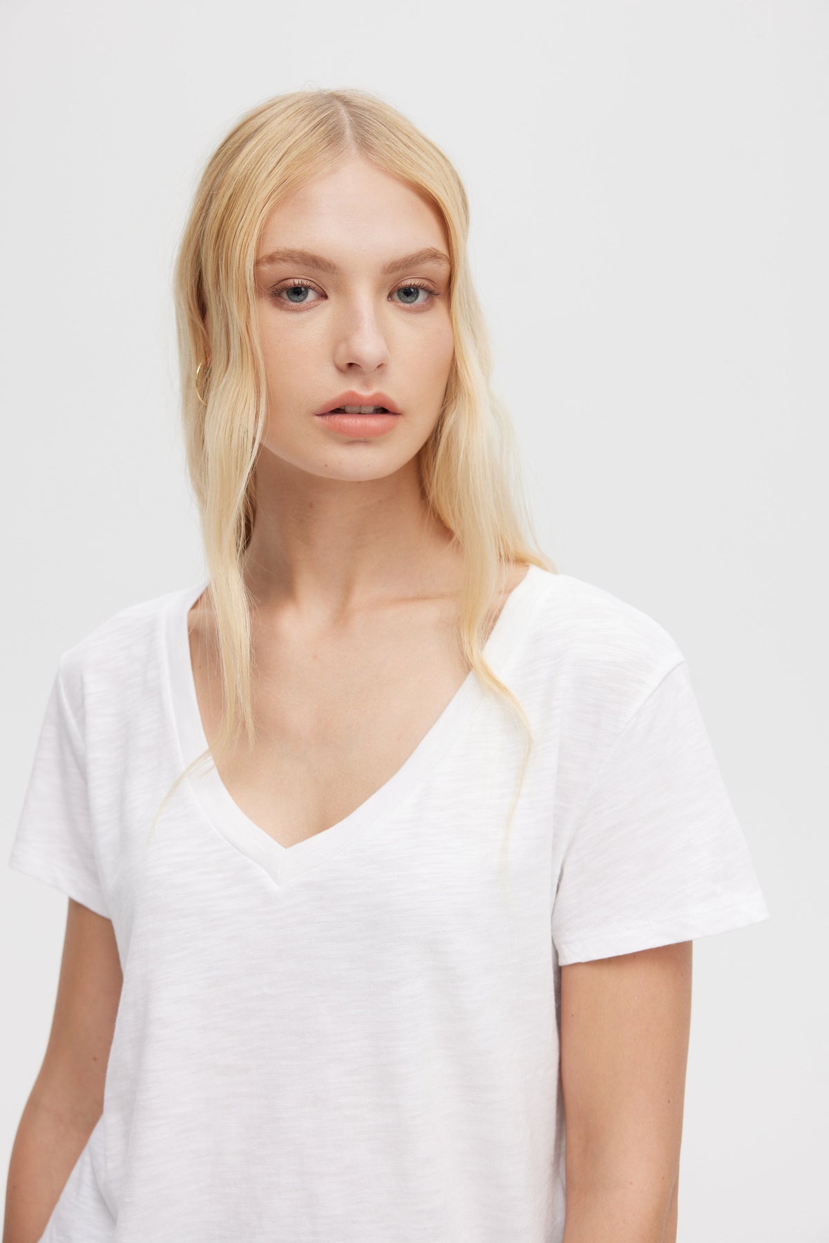 CHRLDR Ava V-Neck Mock Layer Tee in White