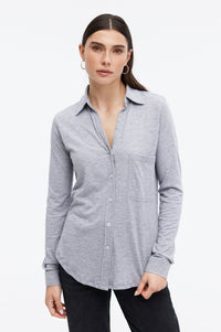 Chrldr Amrat Jersey Blouse in Heather Grey