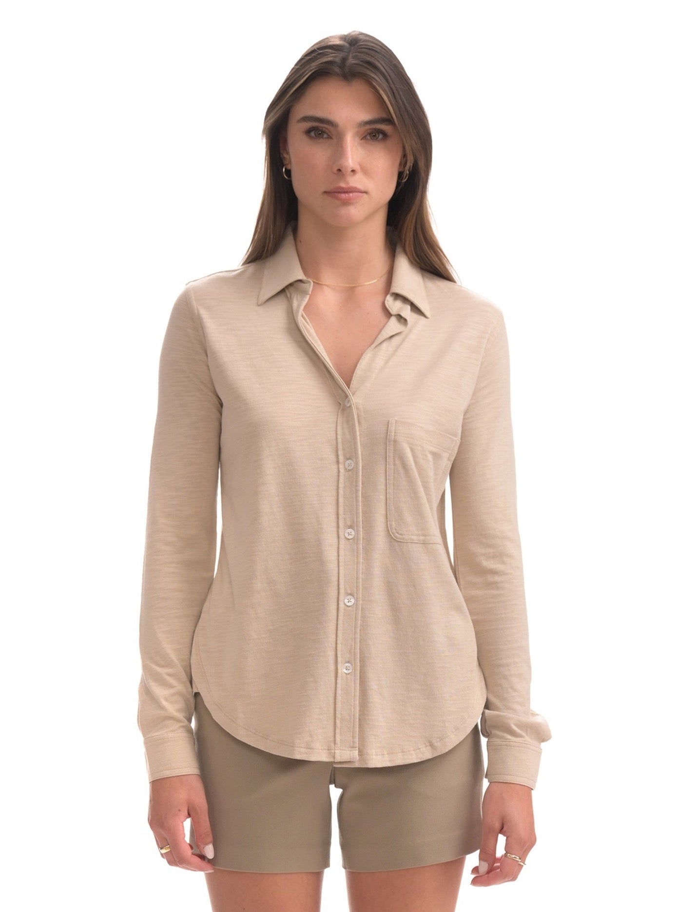 CHRLDR Amrat Jersey Blouse in Taupe