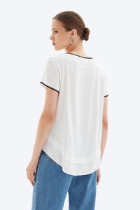 Chrldr Ava Tipped V-Neck Mock Layer Tee