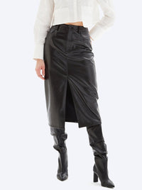 Chrldr Abby Slit Patent Leather Midi Skirt