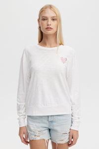 CHRLDR Foil Hearts Long Sleeve Boatneck Top