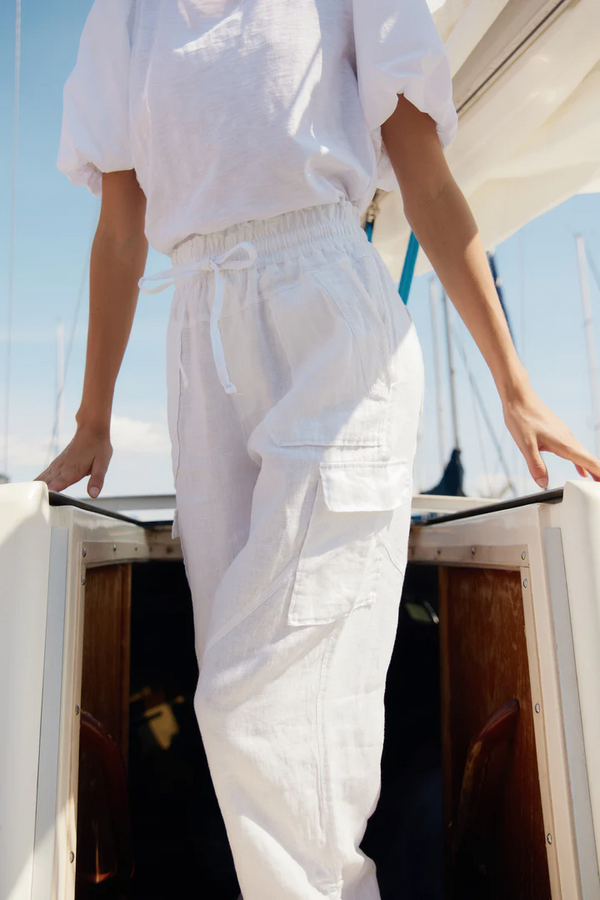 Melissa Nepton Claudie Linen Cargo Pant in White