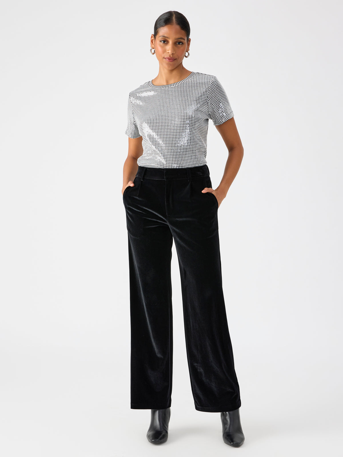 Sanctuary Faye Velvet Trouser in Black