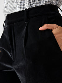 Sanctuary Faye Velvet Trouser in Black