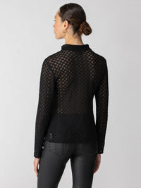 Sanctuary Lace Mock Neck Long Sleeve Knit Top