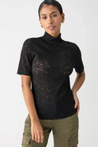 Sanctuary Lace Mock Knit Top